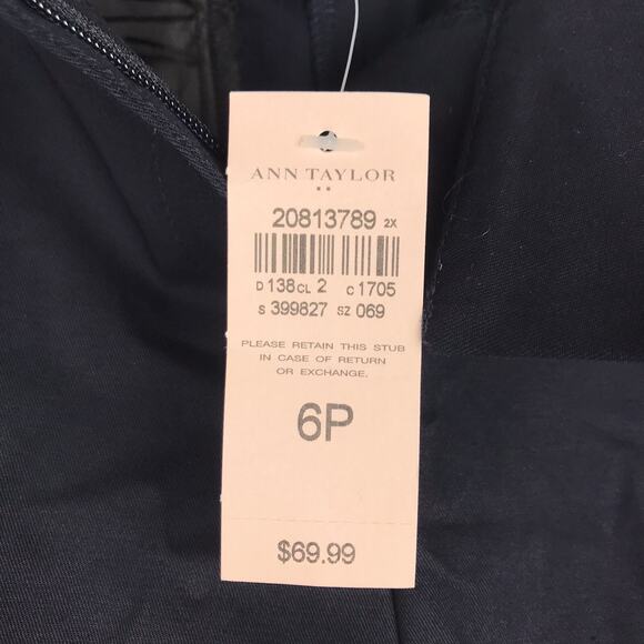 NWT Ann Taylor Signature Fit Crop Dress Pants Straight Navy Blue Capri Petite 6 - Picture 6 of 8
